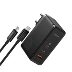 شارژر دیواری فست 160 وات باسئوس مدل Baseus GaN5 Pro با 2 خروجی USB-C و 1 خروجی USB به همراه کابل USB-C با گارانتی 24 ماهه شرکتی