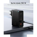 شارژر دیواری فست 160 وات باسئوس مدل Baseus GaN5 Pro با 2 خروجی USB-C و 1 خروجی USB به همراه کابل USB-C با گارانتی 24 ماهه شرکتی - تصویر 5