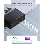 شارژر دیواری فست 160 وات باسئوس مدل Baseus GaN5 Pro با 2 خروجی USB-C و 1 خروجی USB به همراه کابل USB-C با گارانتی 24 ماهه شرکتی - تصویر 6